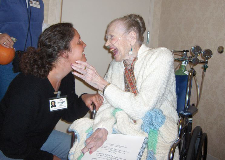Robison Jewish Health Center resident Patsy Steinberg with Kim Fuson